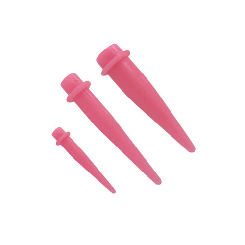 8 gauge up to 00 gauge Pink Flexible Silicone Spike Ear Taper 