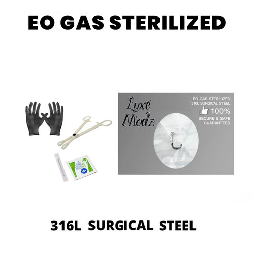 Sterilized Piercing Kit 316L Surgical Steel Nose Screw 20G Forceps Clamps, Needles, Gloves And Jewelry