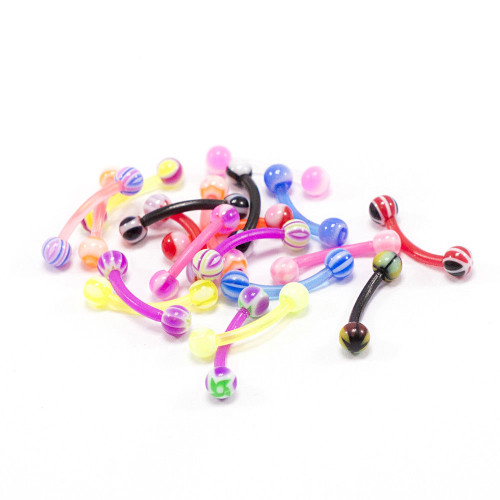 20-pk Flexi Curved Barbells 16ga- 5/16- 8 mm-  No Duplicates