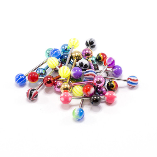 20PCS Acrylic Balls Straight Barbells