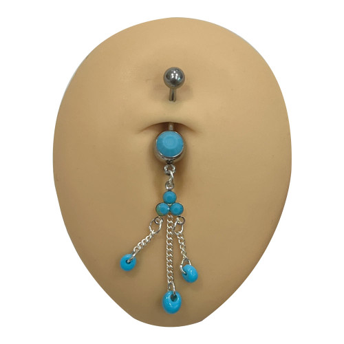 Turquoise Bead Long Dangle Belly Ring
