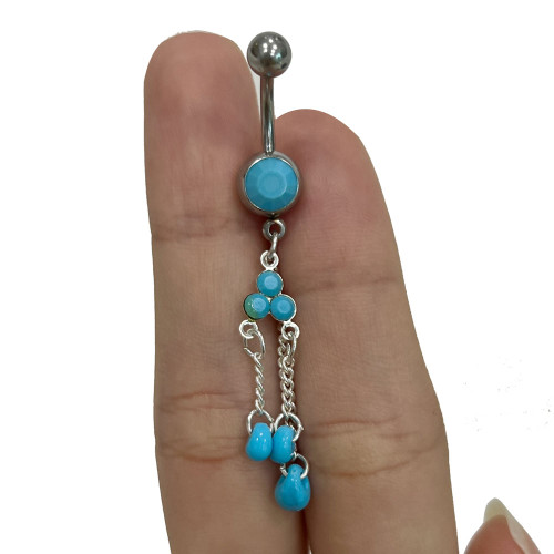 Long Dangle Belly Button Ring 14G
