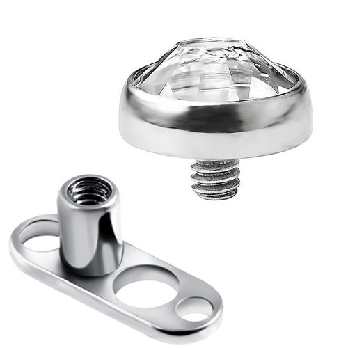 4mm Bezel Set Internally Threaded CZ Gems Dermal Anchor Tops