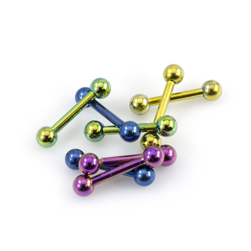 Pack of 8 Straight Mini Barbells 16g Anodized Titanium 5/16 in- 8mm