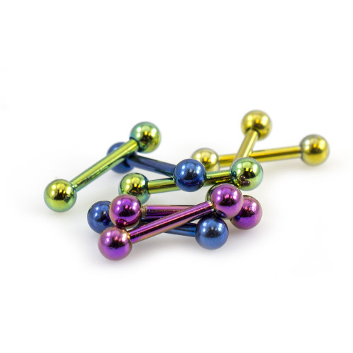Pack of 8 Straight Mini Barbells 16g Anodized Titanium 5/16 in- 8mm
