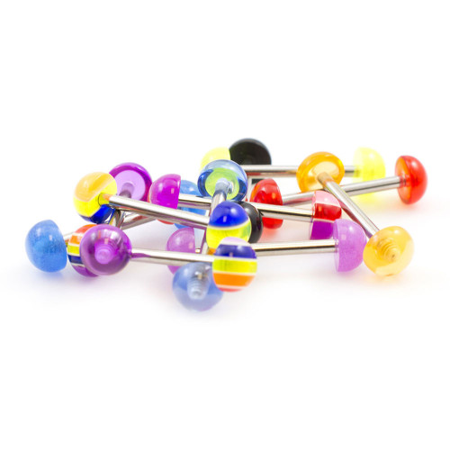 Acrylic Half Ball Tongue Barbell