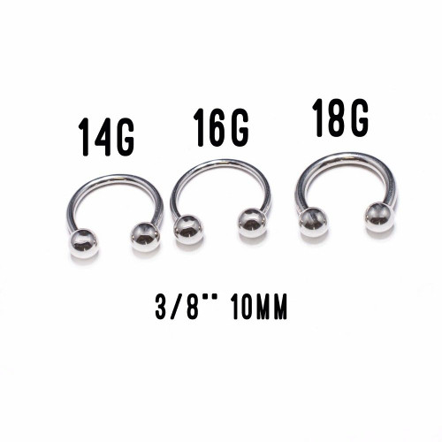 10-Pcs Septum Piercing Kit - Horseshoe Circular, Septum, Needle, Forceps, Gloves Septum Clicker with Blue CZ Jewels