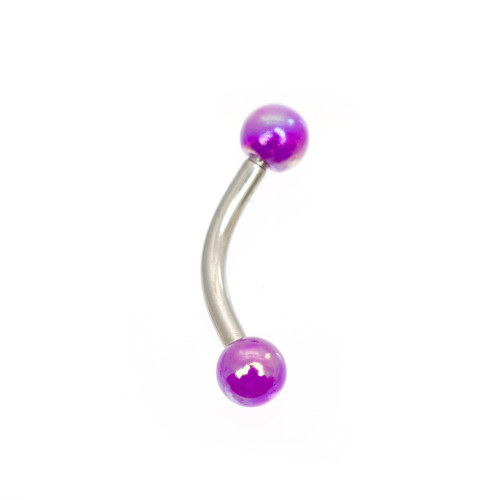 Pack of 8 Eyebrow Ring Curved Barbells with Bright Acrylic Balls 16ga