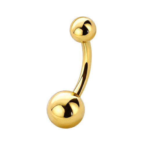 14G PVD Gold Curved Belly Button Ring