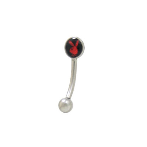 Playboy Curved Barbell Eyebrow Ring Surgical Steel with Logo