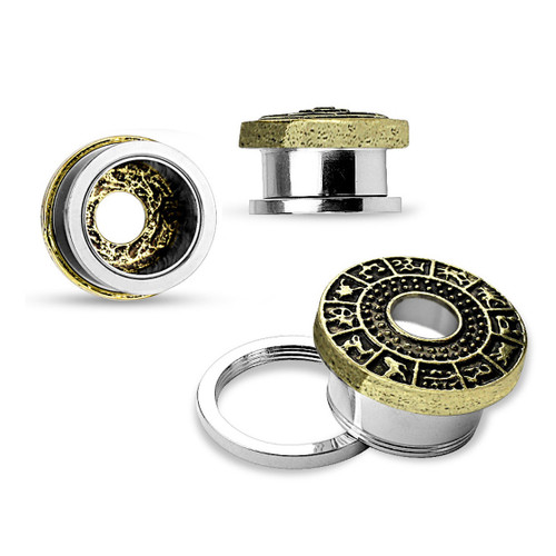 Zodiac Sign Screw Fit Ear Gauges