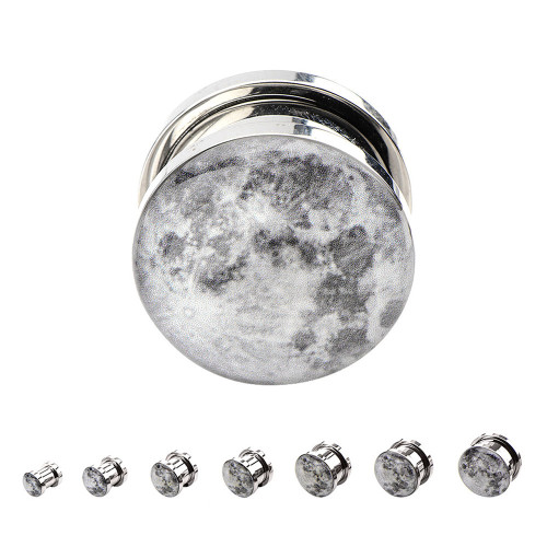 Graphic Moon Screw Fit Ear Tunnels Plugs