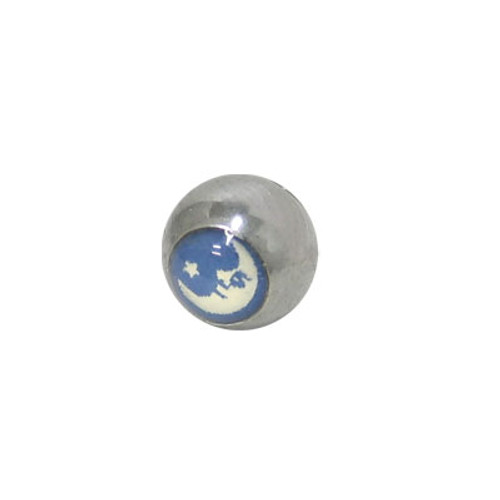 Replacement Bead Surgical Steel Threaded with Star Moon Logo 