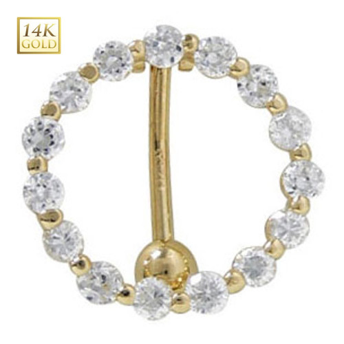 Circle Simulated CZ Reverse Belly Button Ring