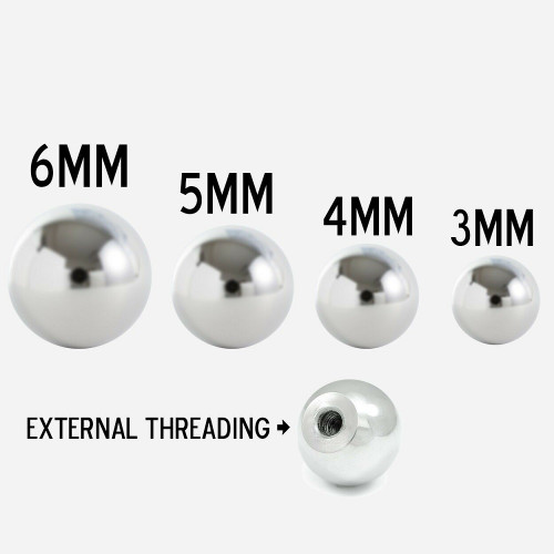 Pack of 6 Replacement Screw Balls 18G 16G 14G Surgical Steel for Any Externally Threaded Body Jewelry Shaft