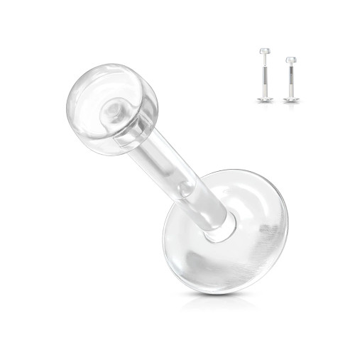 16G Push In Clear Labret Retainer