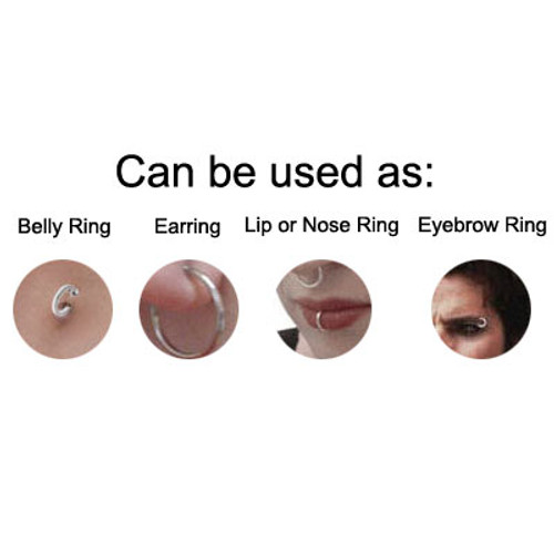 200 Rhodium Plated Non-Piercing Green Spring Hoops (10mm) - Out of Stock