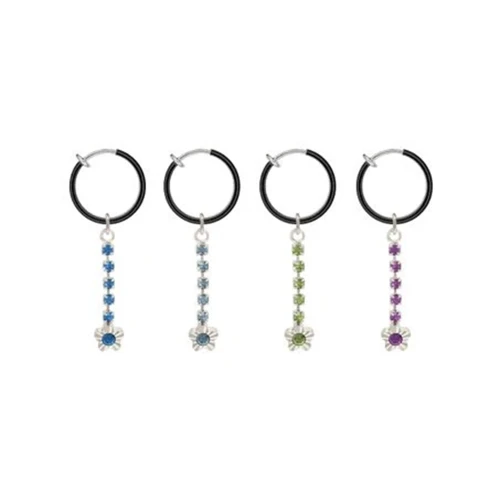 PVD Black Dangle Flower CZ Spring Hoop