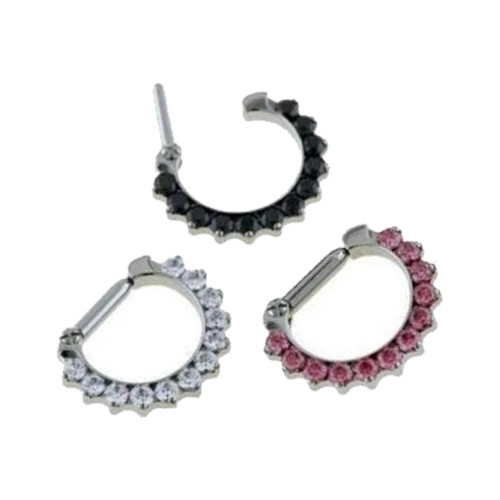 Prong CZ Hinged Clicker Earrings Hoops Rings