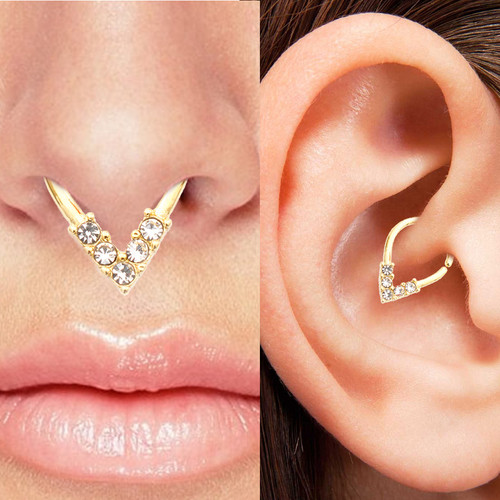 Lined Teardrop Shaped Bendable Rings Hoops Piercings Jewelry