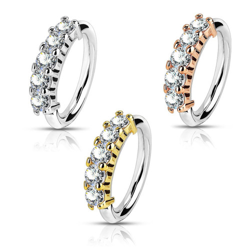 Five Paved CZ Bendable Hoops Cartilage Rings