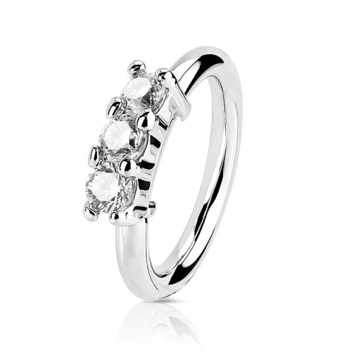 Surgical Steel Triple CZ Bendable Hoop