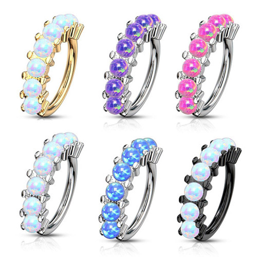 Lined Opal Bendable Hoop Ring Lined Opal Bendable Hoop Ring