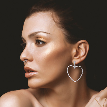 Bar Tops Cartilage Earring Studs Dangling Heart