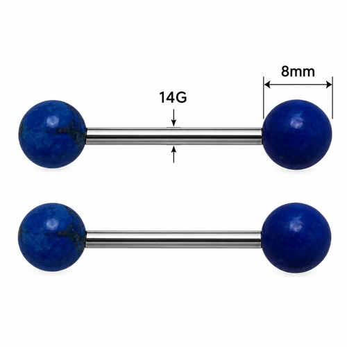 14G 8mm Lapis Lazuli Stone Nipple Barbell