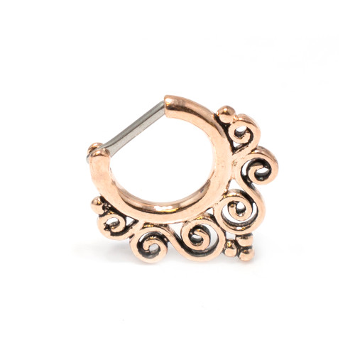 Rose Gold Tribal Swirls  16ga Septum Clicker