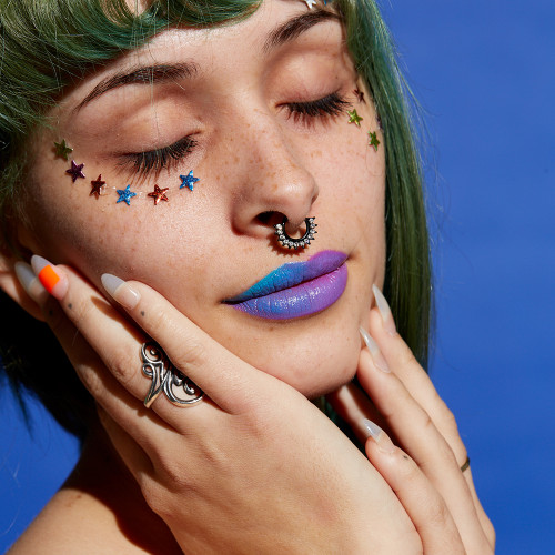 Septum Clicker CZ Jewels Surgical Steen Ion Plated 16 or 14 Gauge - 6 Colors Available