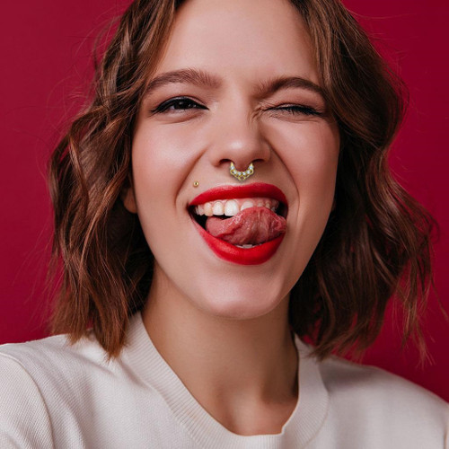 Septum Clicker Gold Plated with Multi Link Prong CZ Gem Hoop Surgical Steel 16ga 10mm