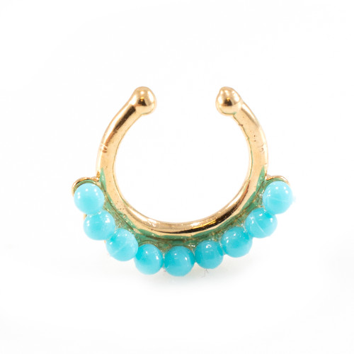 Non-Piercing Turquoise Bead Septum Hanger Clip-On Nose Ring - Out of Stock