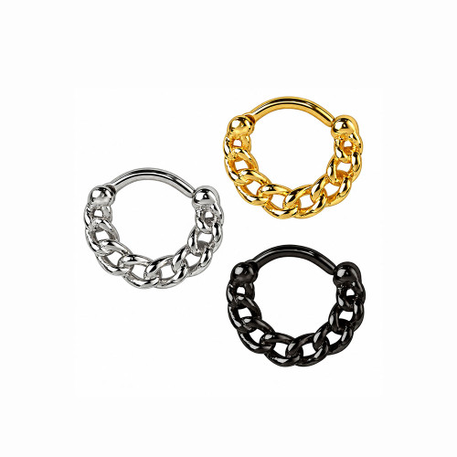Linked Chain Clicker Hoop Septum Ring Piercing
