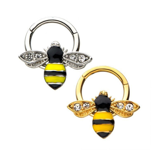 Bee CZ Clicker Hinged Segment Rings