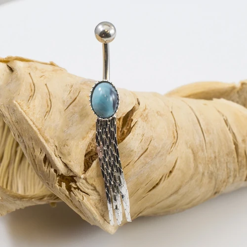 14G Turquoise Stone Cascade Dangling Belly Ring