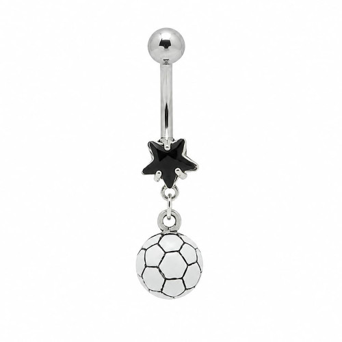 Soccer Ball Dangle Star Belly Rings