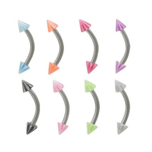 Acrylic Stripe Spike Curved Barbell