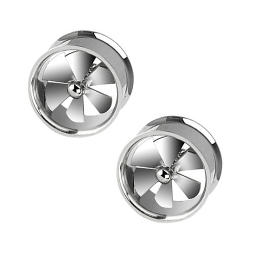Fan Double Flared Flesh Tunnels Plugs