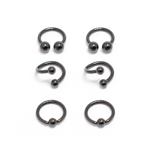 PVD Black Captive Bead Ring Circular Barbell Twist Rings