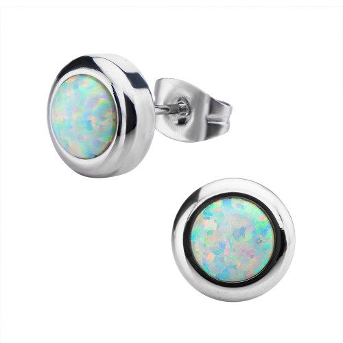 Bezel Set Opal Studs Earrings