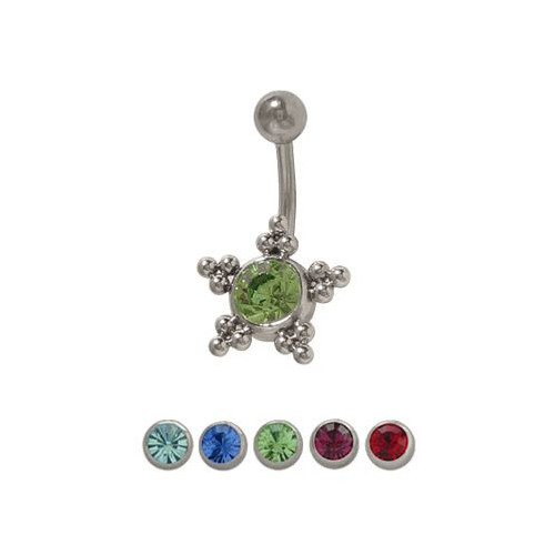 14 gauge Star Belly Button Ring with Jewel 14 gauge Star Belly Button Ring with Jewel