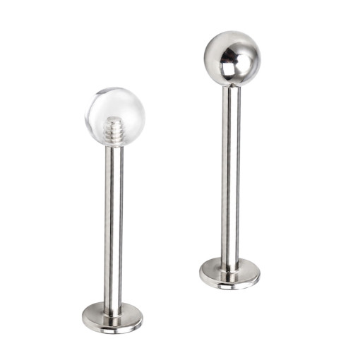 2PCS Acrylic Ball CZ Labret Studs