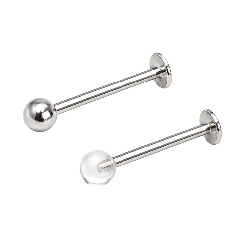 Acrylic Ball CZ Flat Back Studs Labret Piercings Jewelry