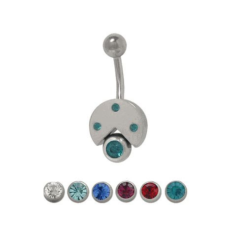 Sterling Silver Classic Jeweled 14 gauge Belly Button Ring