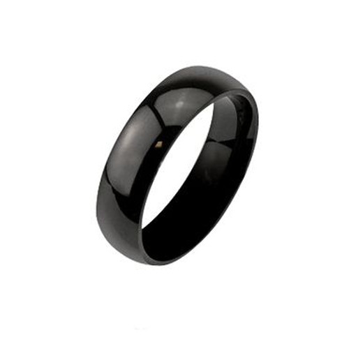Stainless Steel Glossy Mirror Polished Black Finger Ring