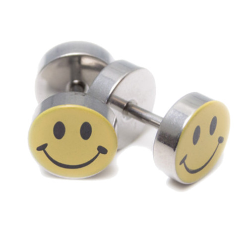 Smiley Fake Ear Gauges Plugs Earrings