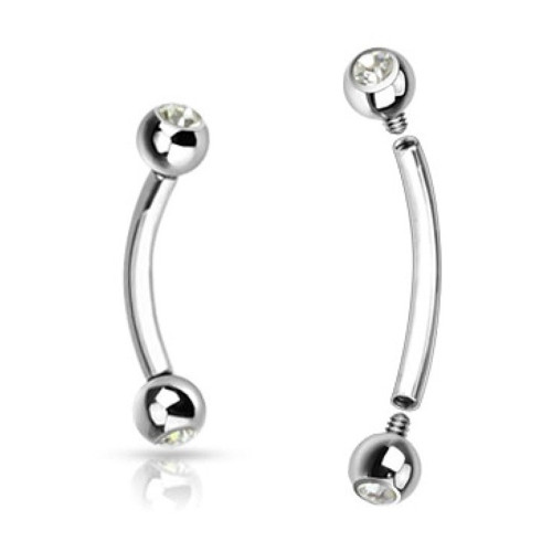 Bezel CZ Curved Barbell