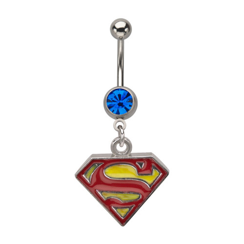 Superhero Dangle CZ Belly Button Rings