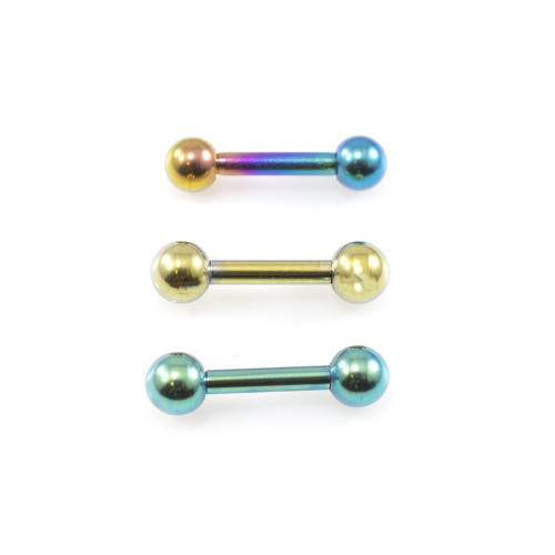 Mini Straight Barbell Solid Titanium 16 Gauge  1/4 in - 6 mm